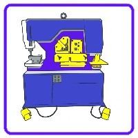 Multi-purpose metal fabrication icon linking to hydraulic ironworkers and punching machines