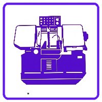 Metalworking machine icon linking to heavy duty industrial horizontal band saws